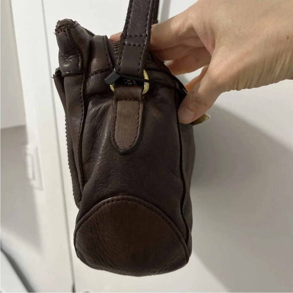 MARTA PONTI Vintage Cognac Brown Genuine Leather Crossbody Bag Purse - Picture 4 of 16
